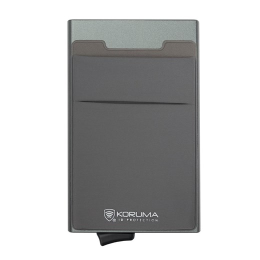 Aluminiowy portfel z wysuwanymi kartami i ochroną kart zbliżeniowych (ciemny szary) ze sklepu Koruma ID Protection w kategorii Etui - zdjęcie 186242429