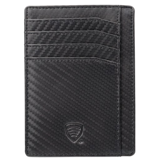 Cienkie skórzane etui na karty zbliżeniowe RFID (czarny, carbon) ze sklepu Koruma ID Protection w kategorii Etui - zdjęcie 186242498