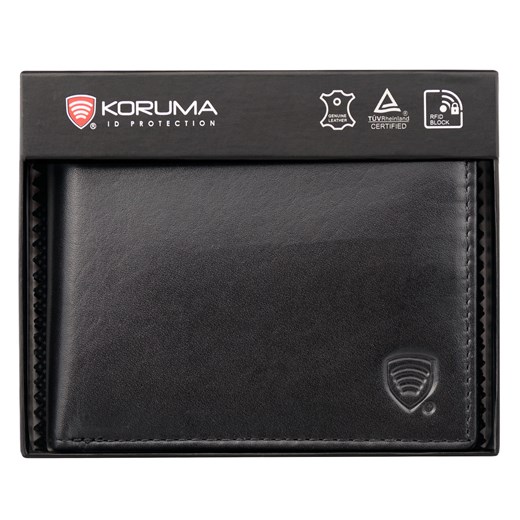 Mały skórzany portfel antykradzieżowy na karty zbliżeniowe (czarny) ze sklepu Koruma ID Protection w kategorii Portfele męskie - zdjęcie 186242538
