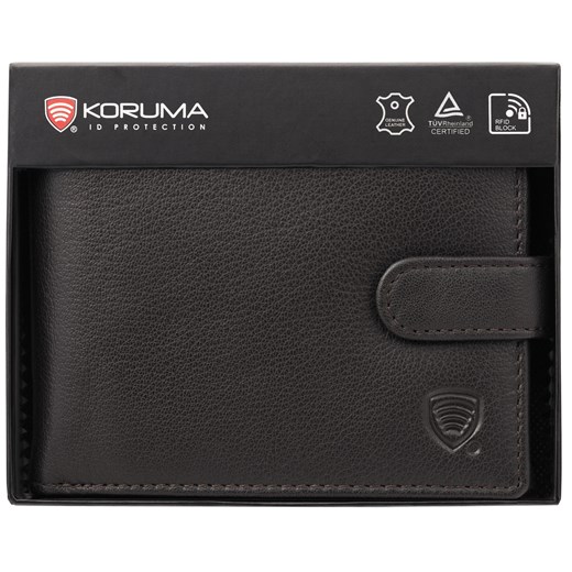 Zapinany portfel męski skórzany na karty zbliżeniowe i monety (ciemny brąz) ze sklepu Koruma ID Protection w kategorii Portfele męskie - zdjęcie 186242698