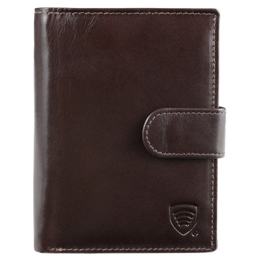 Skórzany pionowy portfel RFID z zapięciem (Brązowy) ze sklepu Koruma ID Protection w kategorii Portfele męskie - zdjęcie 186242838