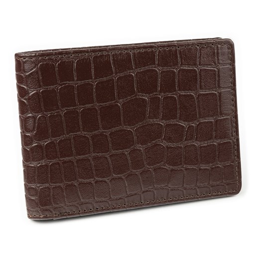 Cienki portfel męski skórzany typu SLIM do marynarki (Brąz, Croco) ze sklepu Koruma ID Protection w kategorii Portfele męskie - zdjęcie 186243257