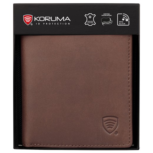 Bardzo mały portfel skórzany męski RFID BLOCK (brązowy) ze sklepu Koruma ID Protection w kategorii Portfele męskie - zdjęcie 186243335