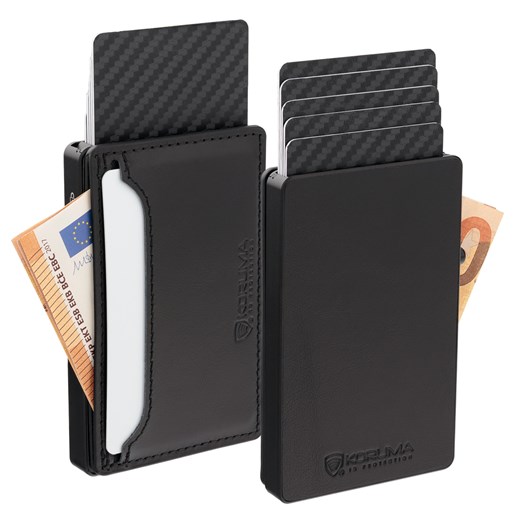 Aluminiowe etui na karty + etui skórzane z magsafe (czarny) ze sklepu Koruma ID Protection w kategorii Etui - zdjęcie 186243417