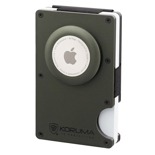 Aluminiowe etui na karty z miejscem na AirTag od Apple (zielony) ze sklepu Koruma ID Protection w kategorii Etui - zdjęcie 186243418