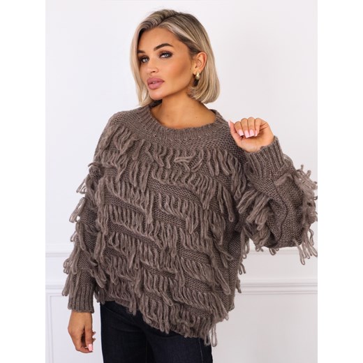 SWETER OVERSIZE Z FRĘDZLAMI- FANGO Olika uniwersalny olika.com.pl