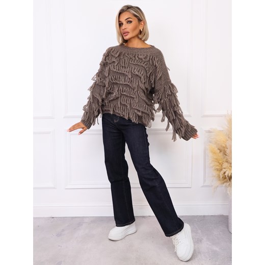 SWETER OVERSIZE Z FRĘDZLAMI- FANGO ze sklepu olika.com.pl w kategorii Swetry damskie - zdjęcie 186243585