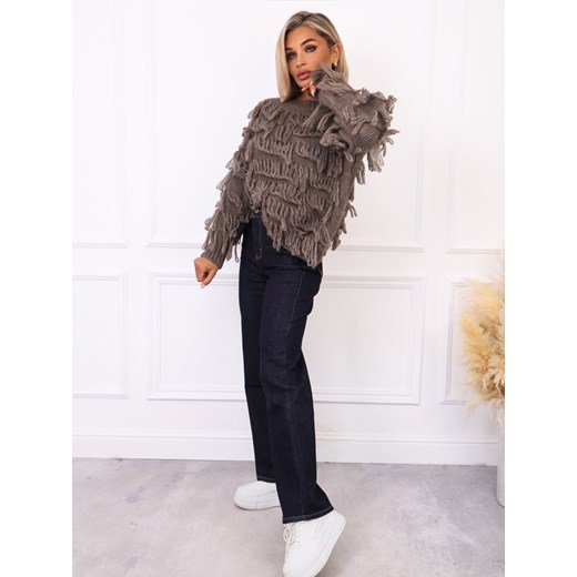 SWETER OVERSIZE Z FRĘDZLAMI- FANGO Olika uniwersalny olika.com.pl