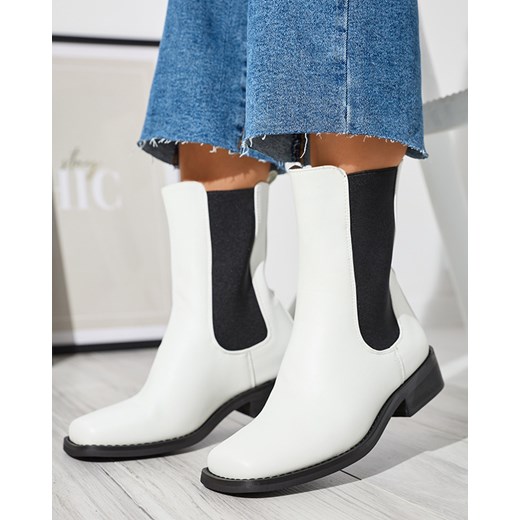 Białe wysokie botki damskie z kwadratowym noskiem Ludiz- Obuwie - id: 508643 - marki Royalfashion.pl - 186243657 Białe wysokie botki damskie z kwadratowym noskiem Ludiz- Obuwie ze sklepu royalfashion.pl w kategorii Botki - zdjęcie 186243657