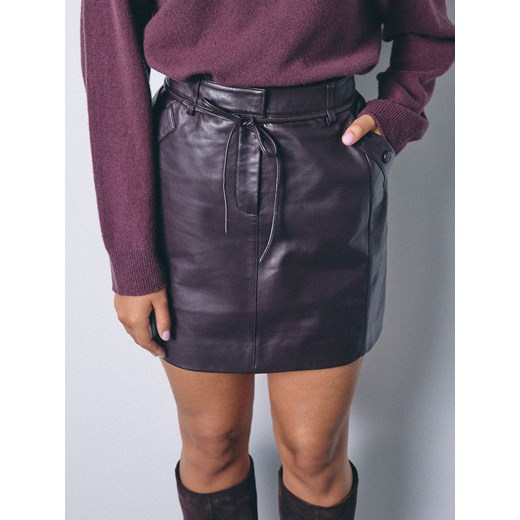 Mohito - Skórzana spódnica mini - ciemny fiolet ze sklepu Mohito w kategorii Spódnice - zdjęcie 186243715