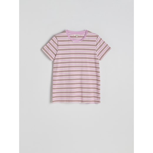 Reserved - Bawełniany t-shirt w paski - fioletowy ze sklepu Reserved w kategorii Bluzki damskie - zdjęcie 186243865