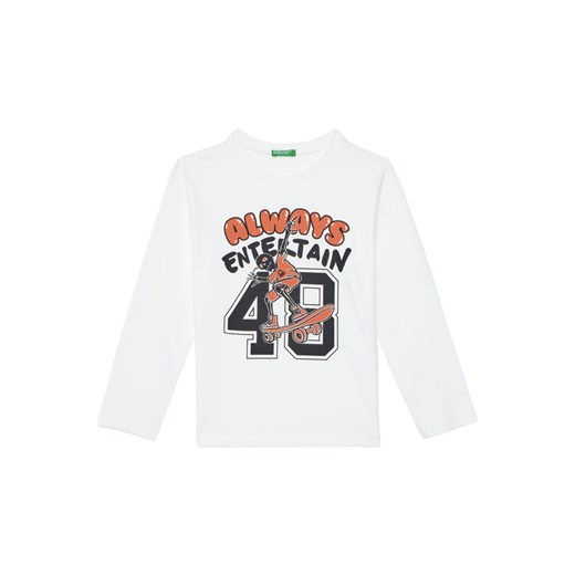 United Colors Of Benetton Bluzka 3JERC10QO Biały Regular Fit ze sklepu MODIVO w kategorii T-shirty chłopięce - zdjęcie 186245535