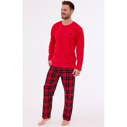 Świąteczna piżama męska 124/282 Wild Wood, Kolor czerwony-kratka, Rozmiar M, Cornette M Primodo