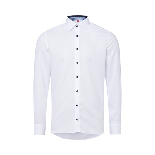 Finshley & Harding Męska koszula biznesowa Mężczyźni Slim Fit Bawełna biały jednolity ze sklepu vangraaf w kategorii Koszule męskie - zdjęcie 186249175