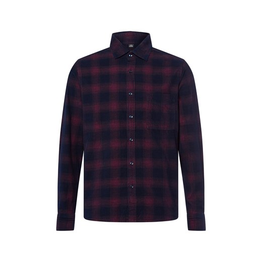 Nils Sundström Sztruksowa koszula Mężczyźni Modern Fit Bawełna malinowy w kratkę ze sklepu vangraaf w kategorii Koszule męskie - zdjęcie 186249185