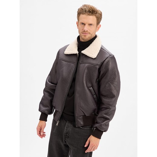 Alpha Industries Męska kurtka z imitacji skóry Mężczyźni Sztuczne włókno czarny jednolity - id: 777244-0001-09920 - marki Alpha Industries - 186249235 Alpha Industries Męska kurtka z imitacji skóry Mężczyźni Sztuczne włókno czarny jednolity ze sklepu vangraaf w kategorii Kurtki męskie - zdjęcie 186249235