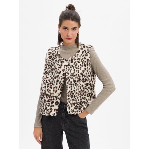 Marie Lund Damska kamizelka pluszowa Kobiety écru wzorzysty ze sklepu vangraaf w kategorii Kamizelki damskie - zdjęcie 186249238