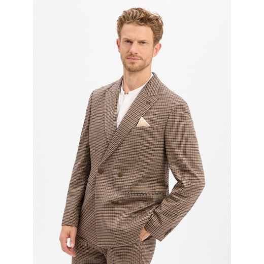 Finshley & Harding London Męska kurtka modułowa - Berry Mężczyźni Regular Fit Sztuczne włókno brązowy wzorzysty ze sklepu vangraaf w kategorii Marynarki męskie - zdjęcie 186249256