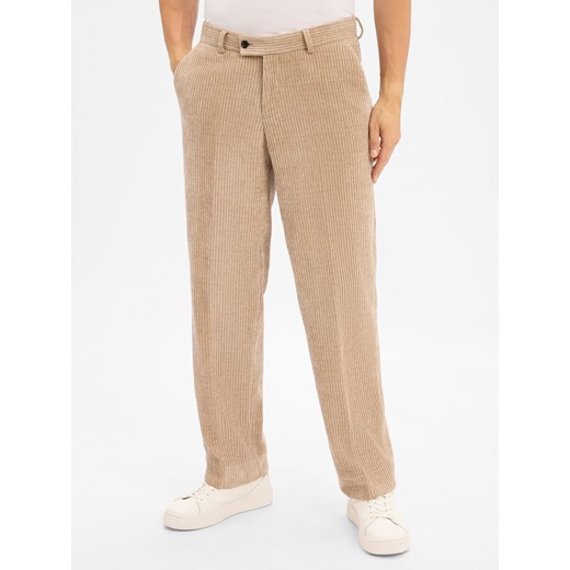 Finshley & Harding London Spodnie - Ben Mężczyźni Comfort Fit Sztruks beżowy jednolity ze sklepu vangraaf w kategorii Spodnie męskie - zdjęcie 186249259