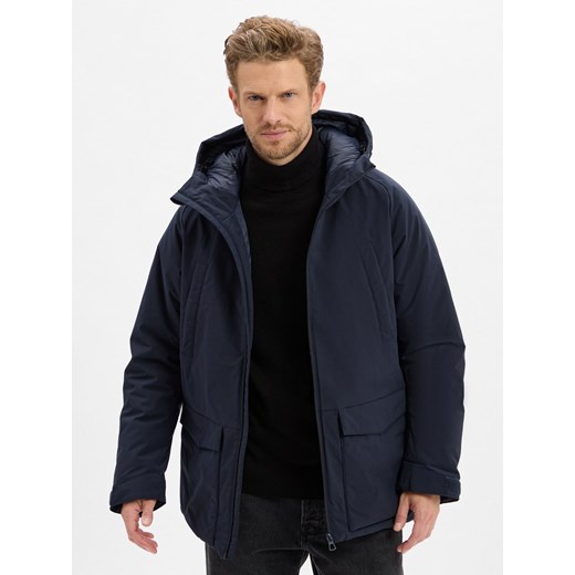 Nils Sundström Męska kurtka zimowa Mężczyźni Sztuczne włókno granatowy jednolity ze sklepu vangraaf w kategorii Kurtki męskie - zdjęcie 186249266