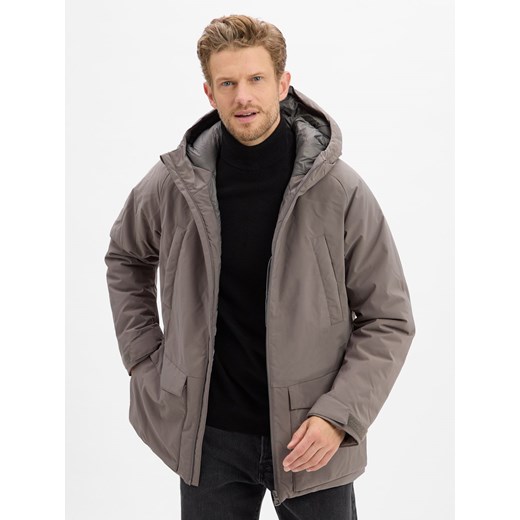 Nils Sundström Męska kurtka zimowa Mężczyźni Sztuczne włókno szary jednolity ze sklepu vangraaf w kategorii Kurtki męskie - zdjęcie 186249267