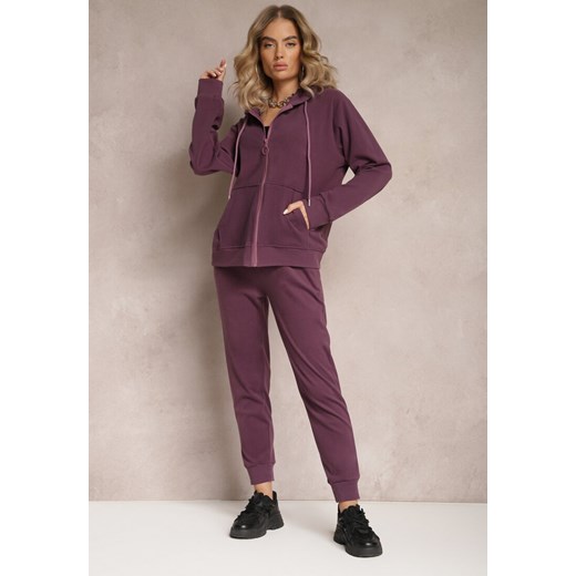 Ciemnofioletowy Komplet Dresowy 2-częściowy z Bluzą i Spodniami Seraphira ze sklepu renee.pl w kategorii Komplety i garnitury damskie - zdjęcie 186250958