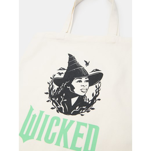 Sinsay - Torebka tote z nadrukiem Wicked - kremowy Sinsay One Size Sinsay