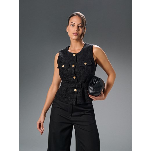 Sinsay - Kamizelka z ozdobnymi guzikami - czarny Sinsay L Sinsay