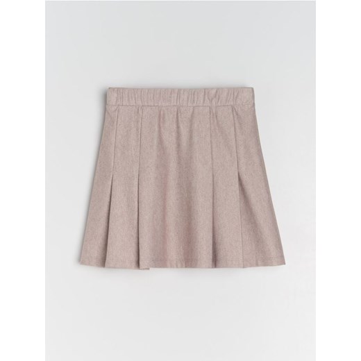 Sinsay - Plisowana spódnica mini - beżowy Sinsay S Sinsay