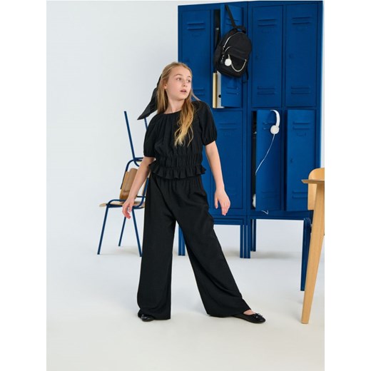 Sinsay - Komplet dzianinowy z ozdobnymi marszczeniami - czarny ze sklepu Sinsay w kategorii Komplety dziewczęce - zdjęcie 186252046