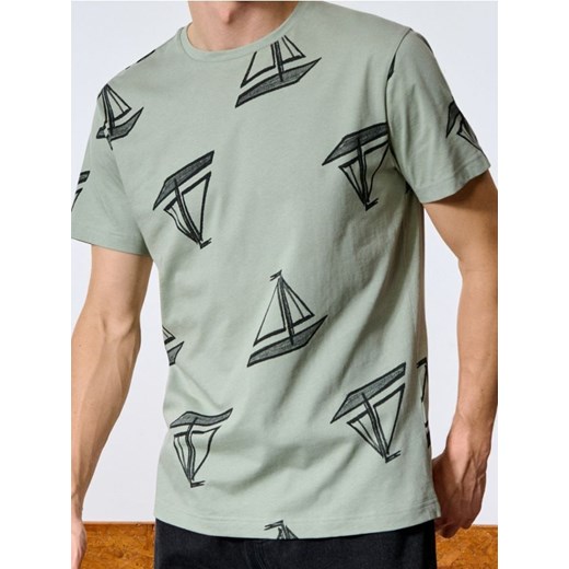 Sinsay - Koszulka we wzory - zielony ze sklepu Sinsay w kategorii T-shirty męskie - zdjęcie 186252078