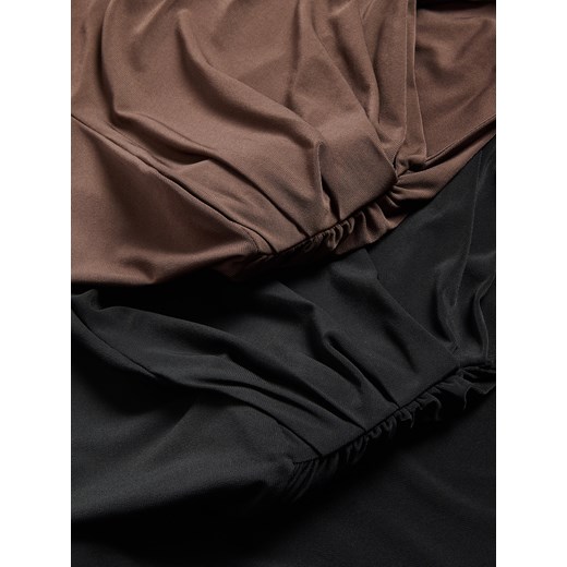 Reserved - Bluzka z poduszkami na ramionach - ciemnobrązowy Reserved M Reserved