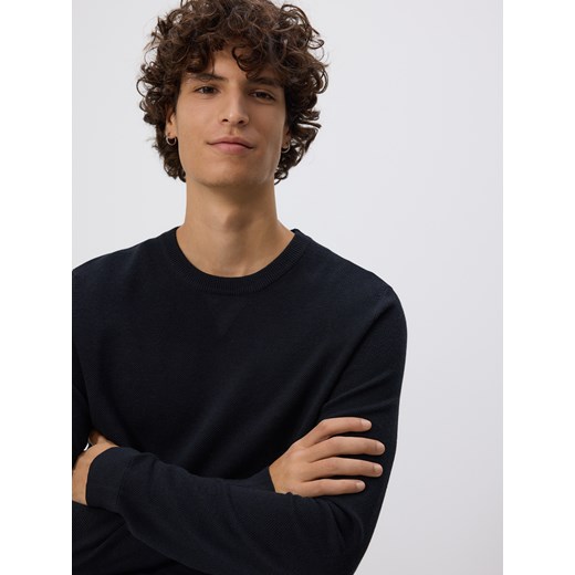 Reserved - Strukturalny sweter z bawełną - czarny ze sklepu Reserved w kategorii Swetry męskie - zdjęcie 186254288