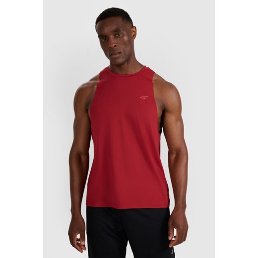 Męski tank top treninowy 4F 4FWAW25TFSLM554 - czerwony ze sklepu Sportstylestory.com w kategorii T-shirty męskie - zdjęcie 186254829