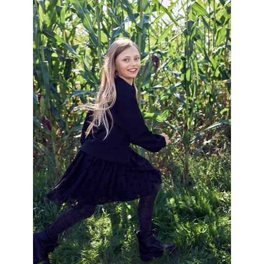 Reserved - Dresowa sukienka z ozdobnym tiulem - czarny ze sklepu Reserved w kategorii Sukienki dziewczęce - zdjęcie 186256767