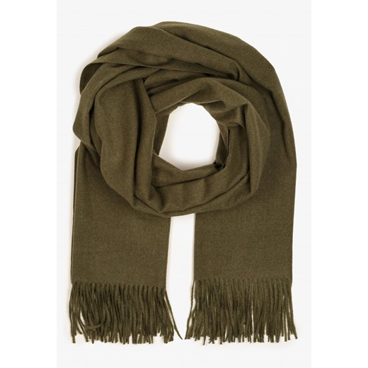 Zielony Szalik Długi z Frędzlami z Domieszką Wełny Torilisa ze sklepu born2be.pl w kategorii Szaliki i chusty damskie - zdjęcie 186257636