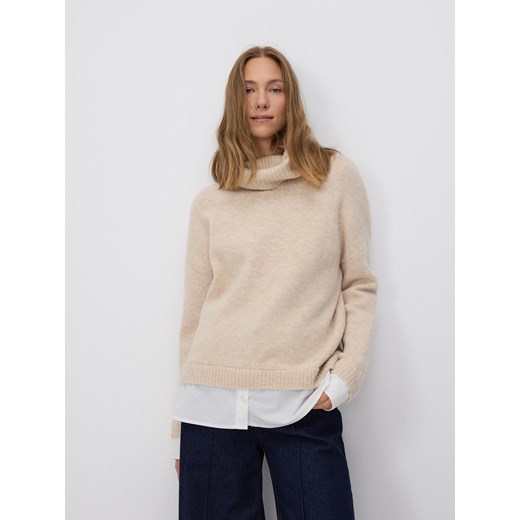 Reserved - Sweter z golfem - beżowy ze sklepu Reserved w kategorii Swetry damskie - zdjęcie 186260018