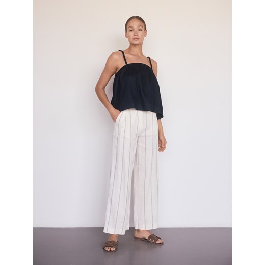 Reserved - Szerokie spodnie z lnem - wielobarwny ze sklepu Reserved w kategorii Spodnie damskie - zdjęcie 186260317