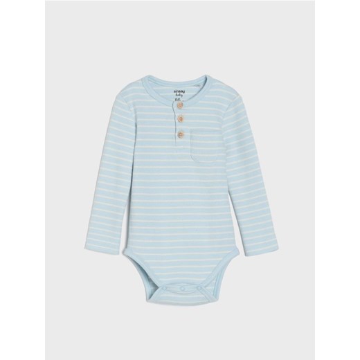 Sinsay - Bawełniane body z zapięciem na guziki - błękitny - id: 006FX-05X - marki Sinsay - 186261866 Sinsay - Bawełniane body z zapięciem na guziki - błękitny ze sklepu Sinsay w kategorii Odzież dla niemowląt - zdjęcie 186261866