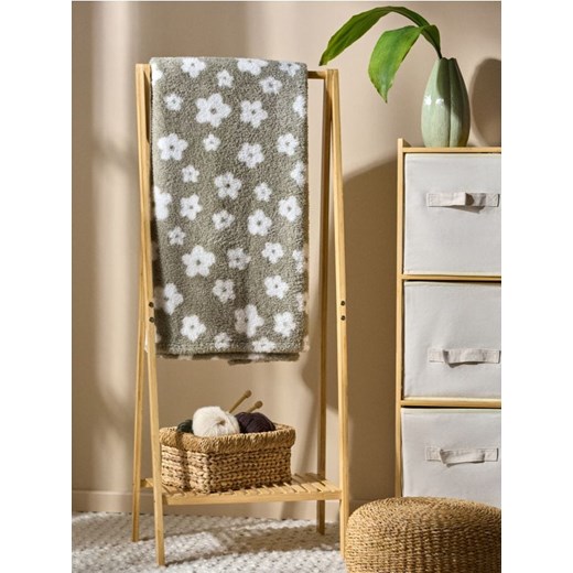 Sinsay - Puszysty koc w kwiatowy wzór - zielony ze sklepu Sinsay w kategorii Koce i pledy - zdjęcie 186261929