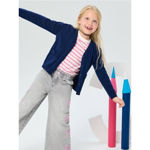 Sinsay - Sweter na guziki z ozdobnymi kieszeniami - granatowy ze sklepu Sinsay w kategorii Swetry dziewczęce - zdjęcie 186262088