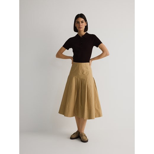 Reserved - Plisowana spódnica z zakładkami - kremowy ze sklepu Reserved w kategorii Spódnice - zdjęcie 186262637