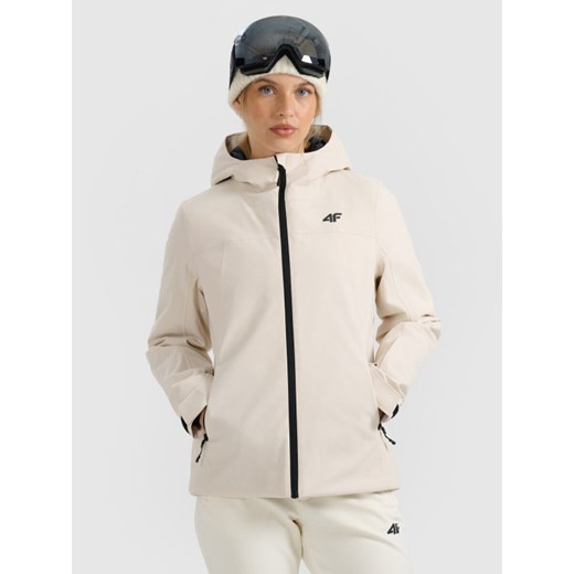 Damska kurtka narciarska 4F 4FWAW25TTJAF0807 - beżowa ze sklepu Sportstylestory.com w kategorii Kurtki damskie - zdjęcie 186263277