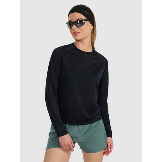 Damski longsleeve do biegania 4F 4FWAW25TFLOF415 - czarny ze sklepu Sportstylestory.com w kategorii Bluzki damskie - zdjęcie 186263407