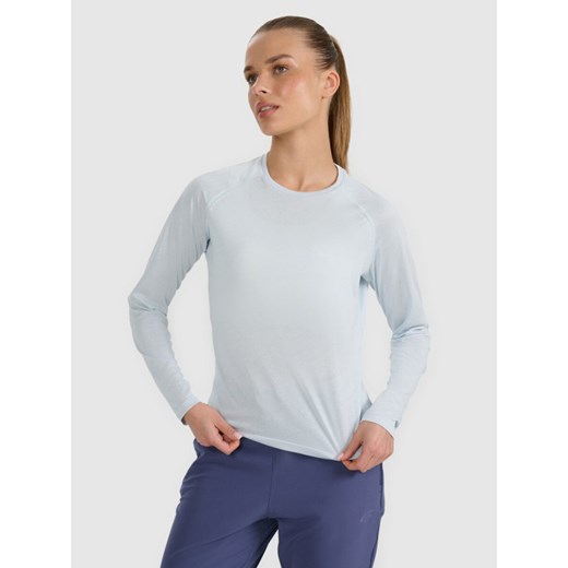 Damski longsleeve do biegania 4F 4FWAW25TFLOF415 - niebieski ze sklepu Sportstylestory.com w kategorii Bluzki damskie - zdjęcie 186263418