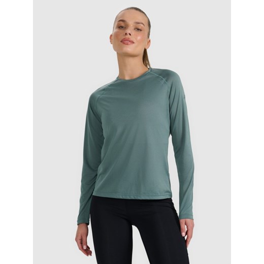 Damski longsleeve do biegania 4F 4FWAW25TFLOF415 - turkusowy ze sklepu Sportstylestory.com w kategorii Bluzki damskie - zdjęcie 186263429