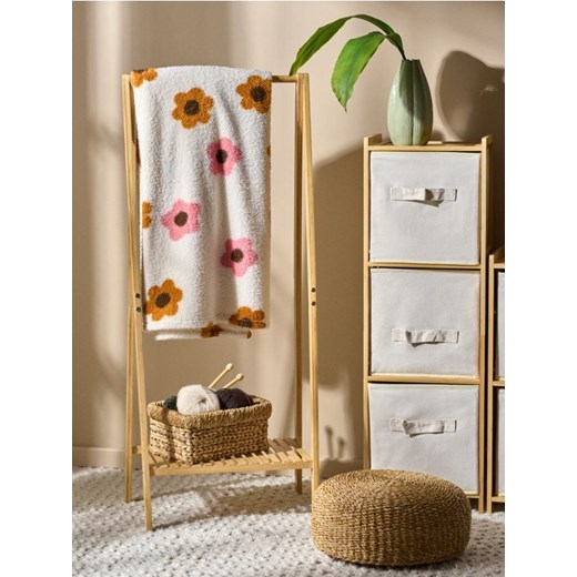 Sinsay - Koc z kwiatowym wzorem - beżowy ze sklepu Sinsay w kategorii Koce i pledy - zdjęcie 186263957