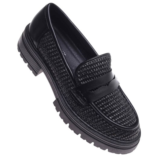 Czarne półbuty loafersy damskie /B6-3 18236 W142/ ze sklepu Pantofelek24.pl w kategorii Półbuty damskie - zdjęcie 186264725