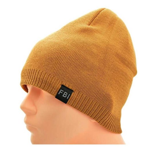 Musztardowa Męska Zimowa Czapka z polarem - L/XL FBI ST-508D ze sklepu Stylion w kategorii Czapki zimowe męskie - zdjęcie 186265605
