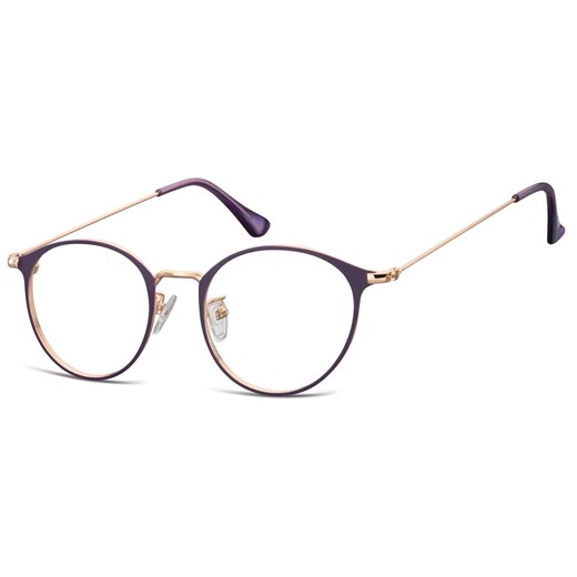 Okulary zerówki oprawki korekcyjne lenonki owalne 923B fioletowo-złote ze sklepu Stylion w kategorii Okulary korekcyjne damskie - zdjęcie 186265639